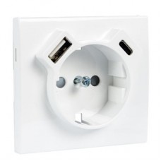 Розетка с заземлением и с двумя USB (тип A та C) Efapel Logus Белый 21137 TBR